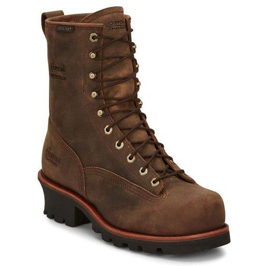 Chippewa Men's Paladin 8" Steel Toe Waterproof 400G Ins Logger Work Boot - 73103 8 / Medium / Brown - Overlook Boots