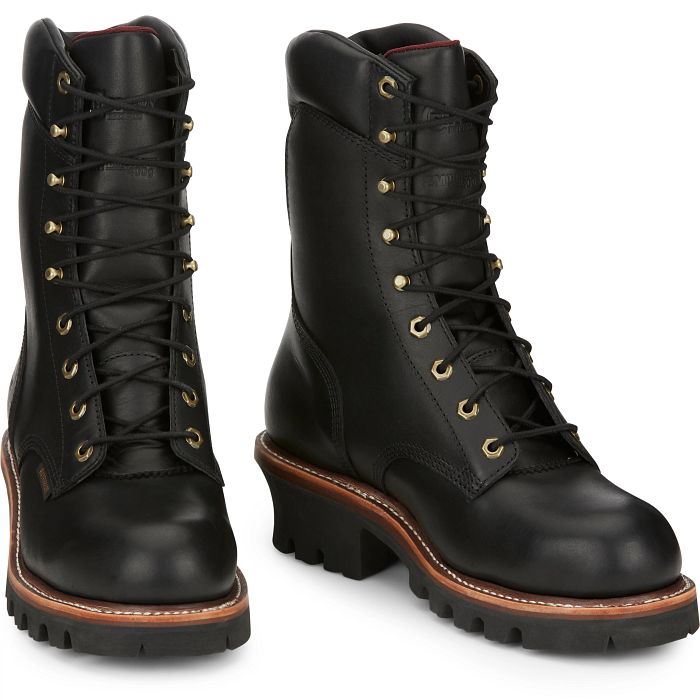 Chippewa Men's 9" Steel Toe Waterproof 400G Ins Logger Work Boot - Black - 59410 - Overlook Boots