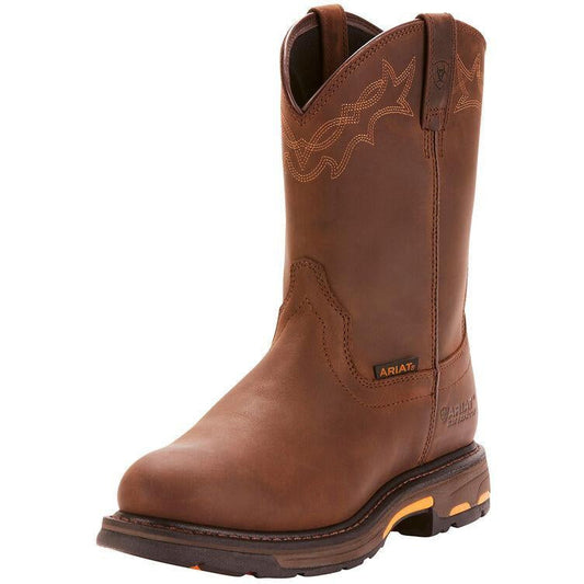Ariat Men's WorkHog 10" Soft Toe Waterproof Western Work Boot - Oily Brown - 10001198 7 / Medium / Brown - Overlook Boots