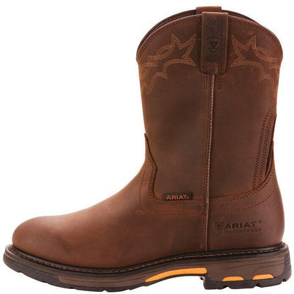 Ariat Men's WorkHog 10" Soft Toe Waterproof Western Work Boot - Oily Brown - 10001198 - Overlook Boots