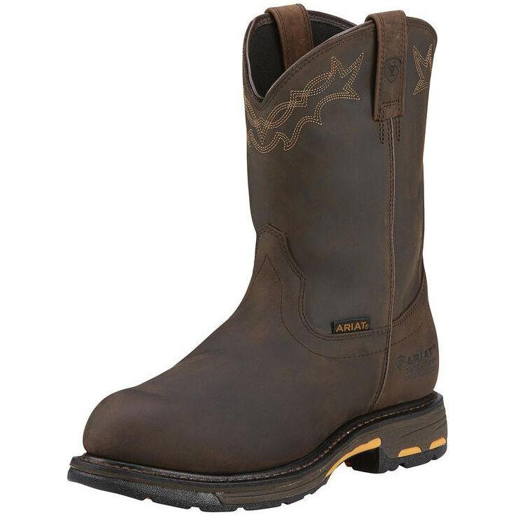 Ariat Men's WorkHog 10" Composite Toe Waterproof Western Work Boot - Oily Brown - 10001200 7 / Medium / Brown - Overlook Boots