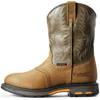Ariat Men's WorkHog 10" Soft Toe Waterproof Western Work Boot - Aged Bark - 10008633 - Overlook Boots