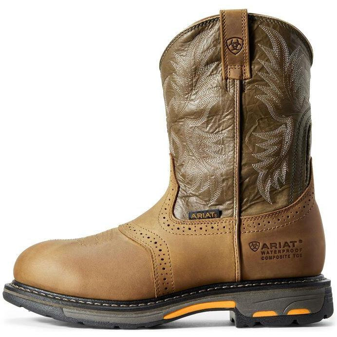 Ariat Men's WorkHog 10" Composite Toe Waterproof Western Work Boot - Aged Bark - 10008635 - Overlook Boots