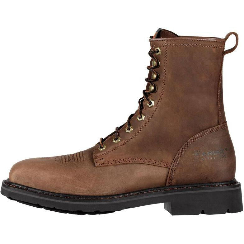 Ariat Men's Cascade 8" Wide Steel Toe Western Work Boot- Brown - 10011917  - Overlook Boots