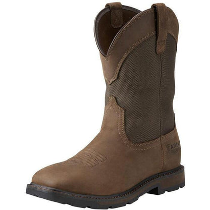 Ariat Men's Groundbreaker 10" Wide Steel Toe Western Work Boot - 10015196 7 / Medium / Brown - Overlook Boots