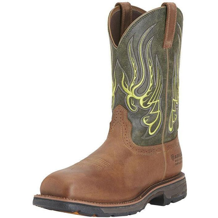 Ariat Men's WorkHog Mesteno 11" Composite Toe Waterproof Western Work Boot- Rust - 10015400 7 / Medium / Brown - Overlook Boots
