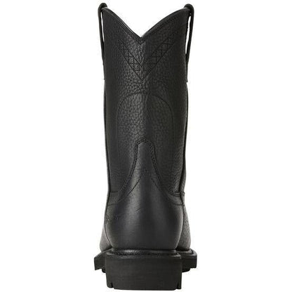 Ariat Men's Sierra 10" Steel Toe Pull-On Western Work Boot - Black - 10021473  - Overlook Boots