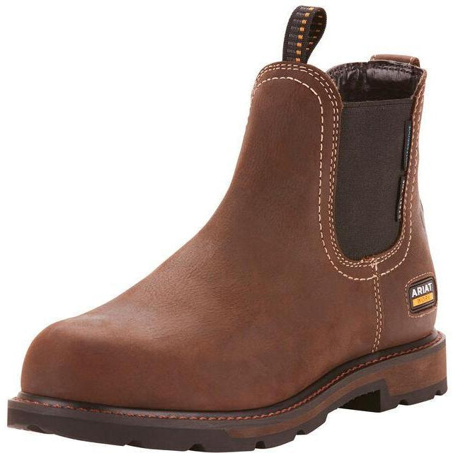 Ariat Men's Groundbreaker Chelsea 6" Steel Toe Waterproof Work Boot - 10024983 7 / Medium / Brown - Overlook Boots