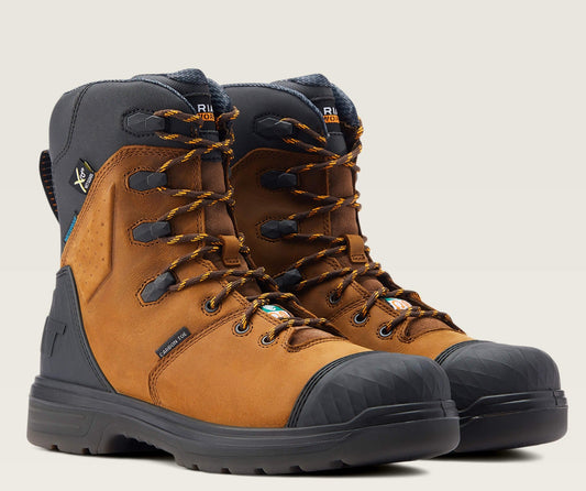 Ariat Men's Outlaw 8" Carbon Toe Waterproof MG Puncture Resistant Work Boot - Brown - 10033998 7 / Medium / Brown - Overlook Boots