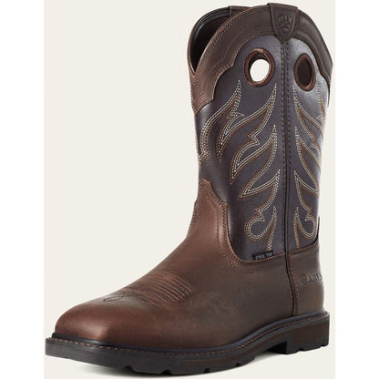 Ariat Men's Groundwork Wide Toe Steel Toe Western Work Boot -Brown- 10034717 - Overlook Boots