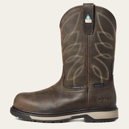 Ariat Women's Riveter Pull-On Composite Toe CSA Waterproof Puncture Resistant Work Boot - Brown - 10035774 - Overlook Boots