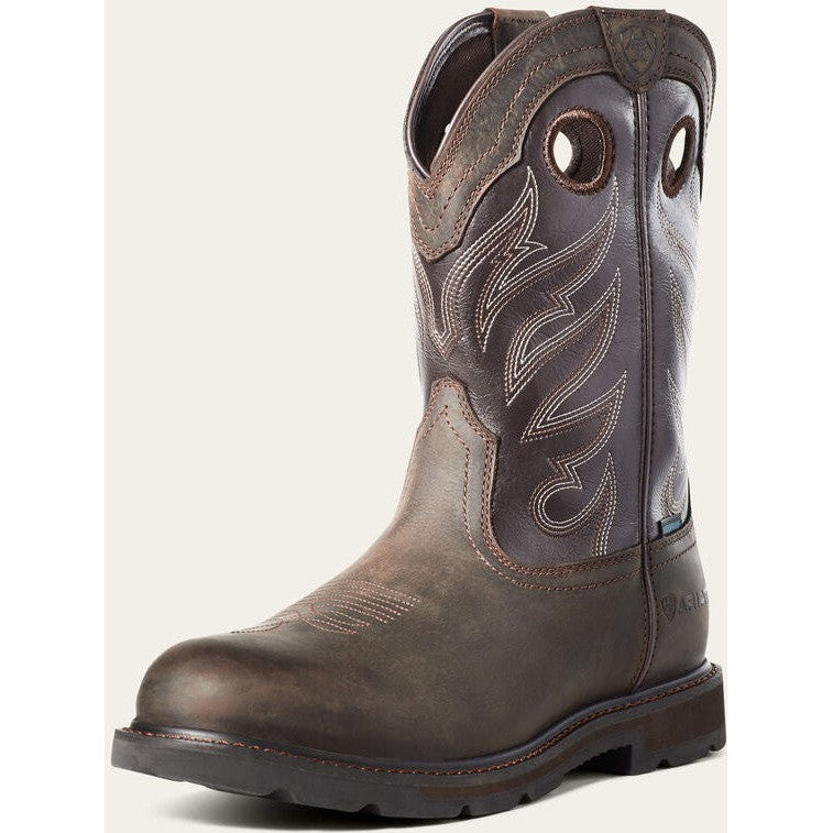 Ariat Men's Groundwork Steel Toe Waterproof Western Work Boot -Brown- 10035965 - Overlook Boots
