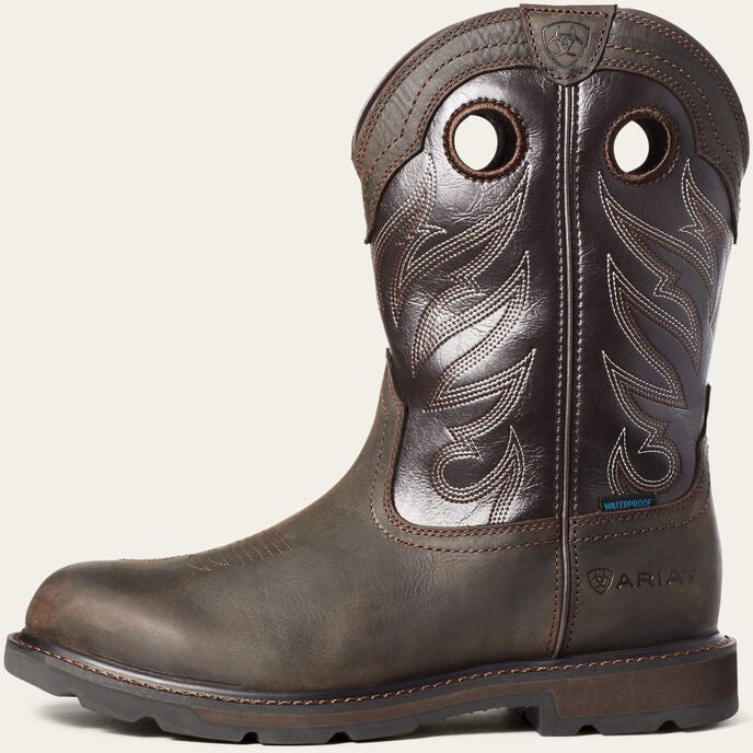 Ariat Men's Groundwork Steel Toe Waterproof Western Work Boot -Brown- 10035965 - Overlook Boots