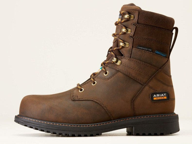 Ariat Men's Rigtek Csa 8" Composite Toe Waterproof Work Boot -Brown- 10035989 - Overlook Boots