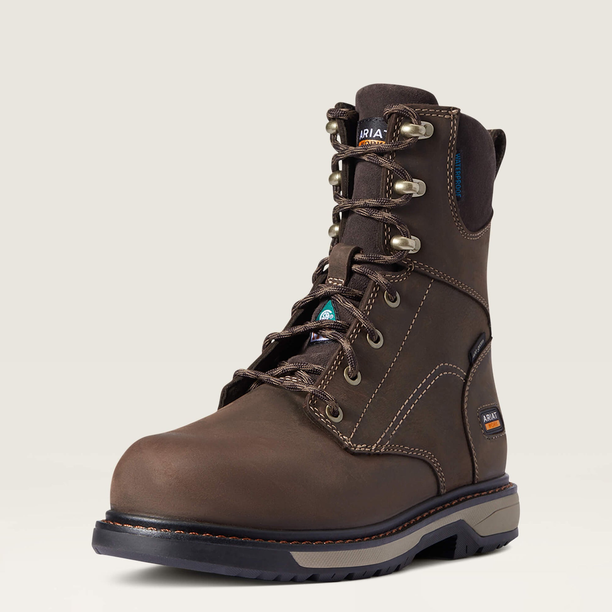 Ariat Women's Riveter CSA 8" Composite Toe Waterproof 400G Ins Puncture Resistant Work Boot - Brown - 10036707 - Overlook Boots