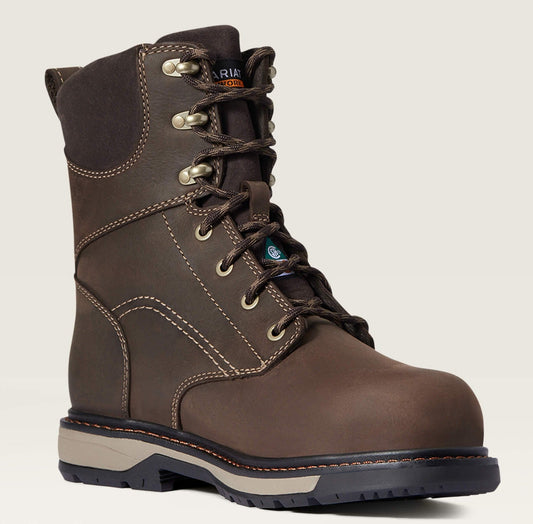 Ariat Women's Riveter CSA 8" Composite Toe Waterproof 400G Ins Puncture Resistant Work Boot - Brown - 10036707 5.5 / Medium / Brown - Overlook Boots