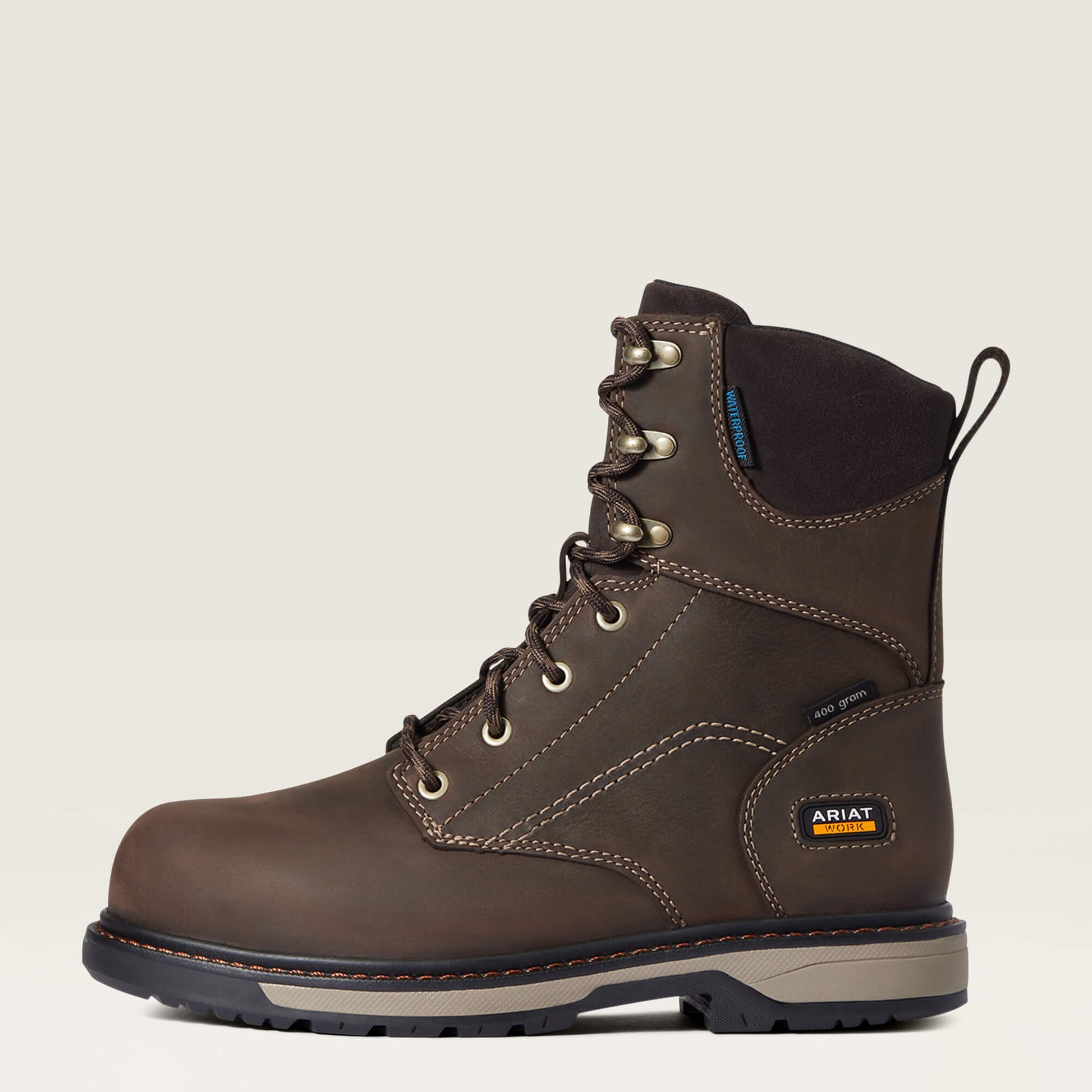 Ariat Women's Riveter CSA 8" Composite Toe Waterproof 400G Ins Puncture Resistant Work Boot - Brown - 10036707 - Overlook Boots