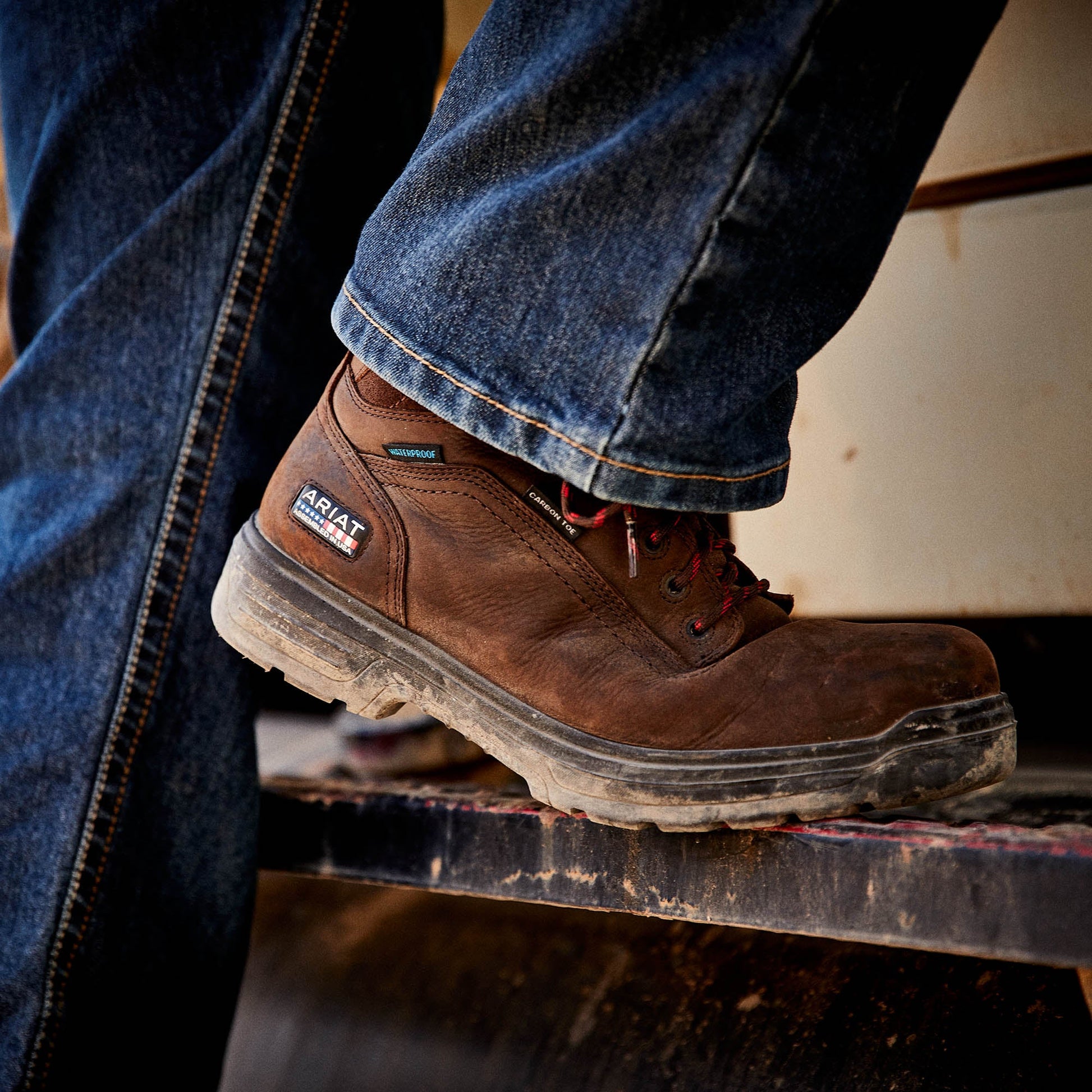 Ariat Men's Turbo 6" Carbon Toe Waterproof USA Assembled Work Boot - Brown - 10036739 - Overlook Boots