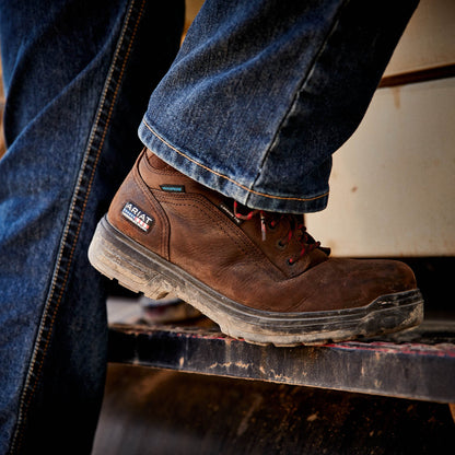 Ariat Men's Turbo 6" Carbon Toe Waterproof USA Assembled Work Boot - Brown - 10036739 - Overlook Boots