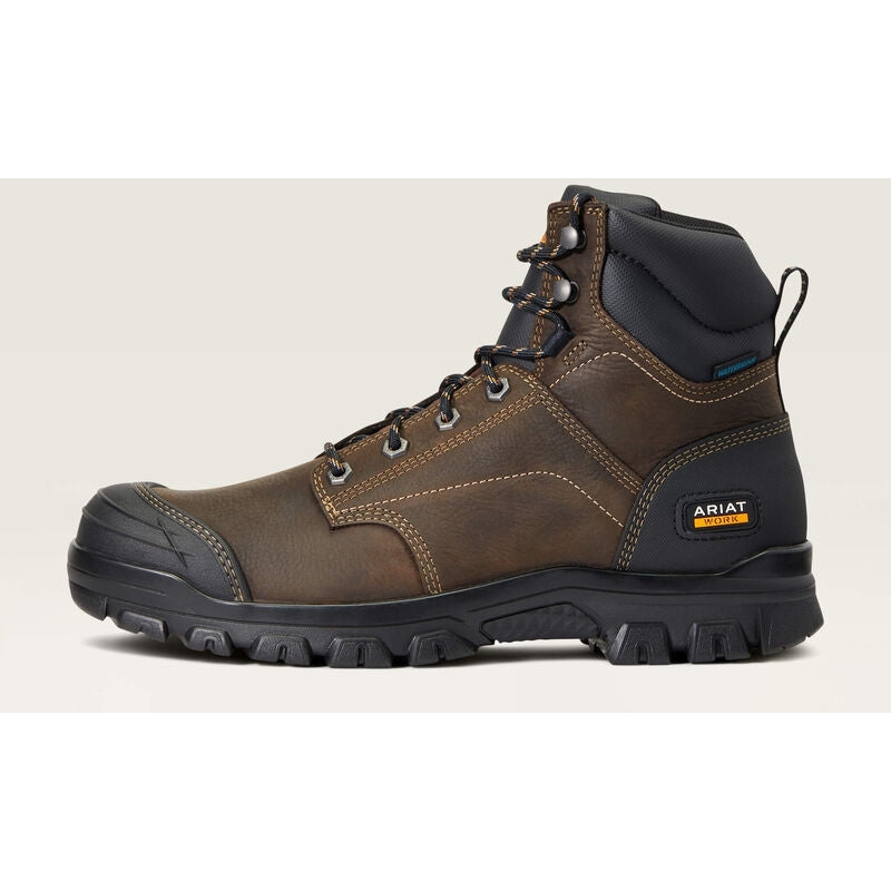 Ariat Men's Treadfast 6" Soft Toe Waterproof Slip Resistant Work Boot - Brown - 10040266 - Overlook Boots