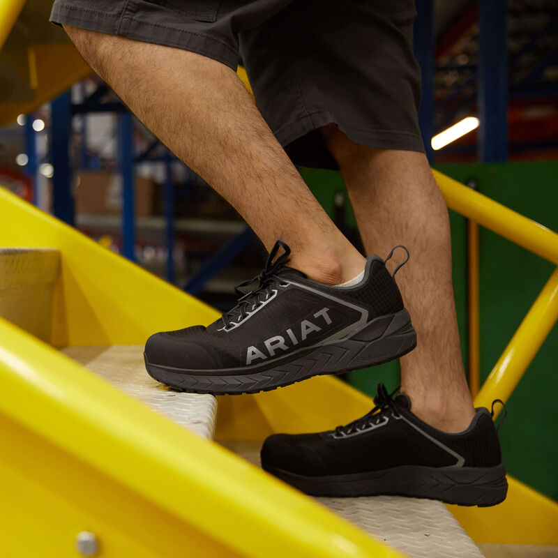 Ariat Men's Outpace Composite Toe Safety Slip Resistant Work Shoe - Black - 10040283 - Overlook Boots