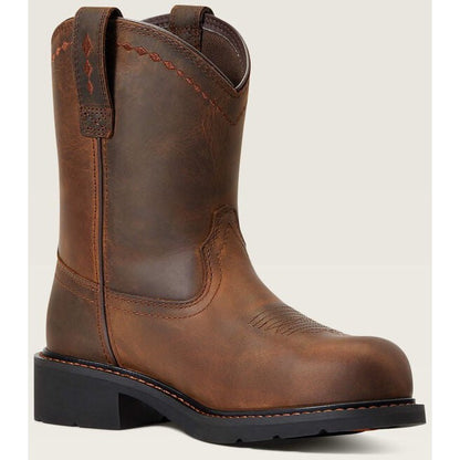 Ariat Women's Fatbaby Pull On Steel Toe Work Boot -Brown- 10040431 5.5 / Medium / Distressed Brown - Overlook Boots