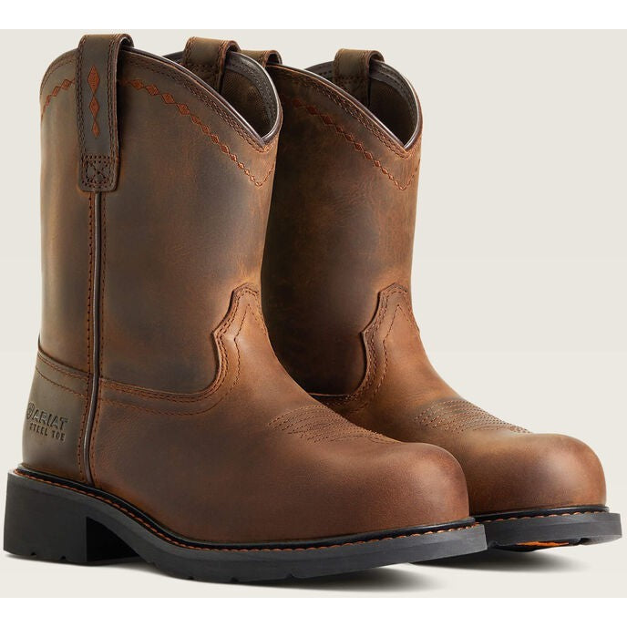 Ariat Women's Fatbaby Pull On Steel Toe Work Boot -Brown- 10040431  - Overlook Boots