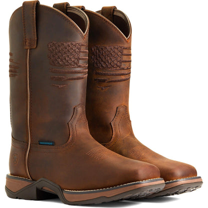 Ariat Women's Anthem Patriot 10" Composite Toe Waterproof Western Work Boot- 10040433 5.5 / Medium / Brown - Overlook Boots