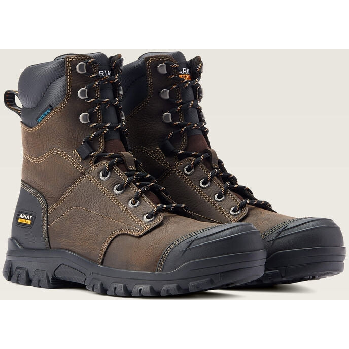 Ariat Men's Treadfast 8" Soft Toe Waterproof Slip Resistant Work Boot - Brown - 10042484 - Overlook Boots