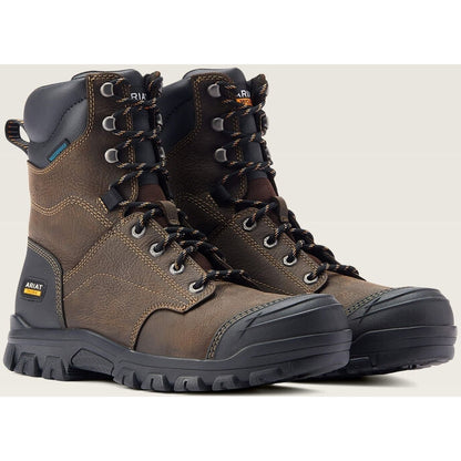 Ariat Men's Treadfast 8" Soft Toe Waterproof Slip Resistant Work Boot - Brown - 10042484 - Overlook Boots