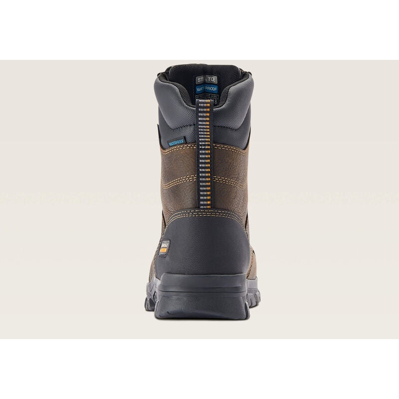 Ariat Men's Treadfast 8" Steel Toe Waterproof Slip Resistant Work Boot - Brown - 10042496 - Overlook Boots