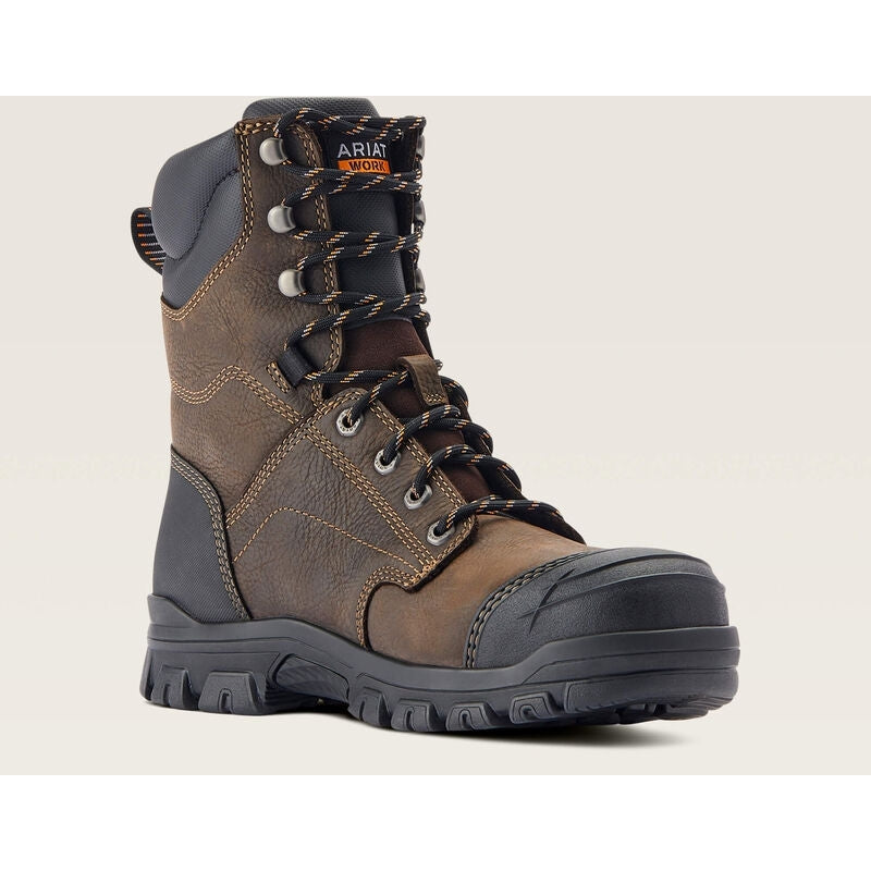 Ariat Men's Treadfast 8" Steel Toe Waterproof Slip Resistant Work Boot - Brown - 10042496 7 / Medium / Brown - Overlook Boots