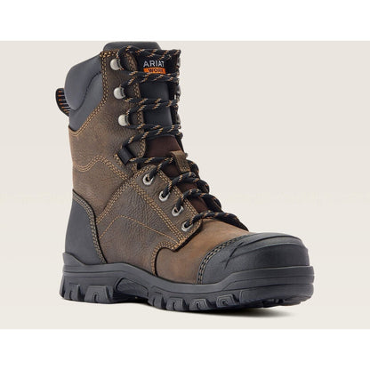 Ariat Men's Treadfast 8" Steel Toe Waterproof Slip Resistant Work Boot - Brown - 10042496 7 / Medium / Brown - Overlook Boots