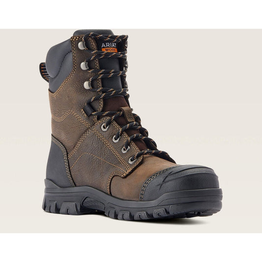Ariat Men's Treadfast 8" Steel Toe Waterproof Slip Resistant Work Boot - Brown - 10042496 7 / Medium / Brown - Overlook Boots