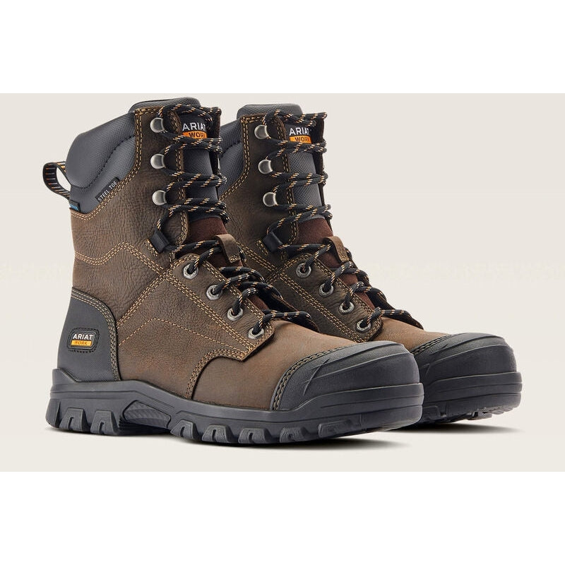 Ariat Men's Treadfast 8" Steel Toe Waterproof Slip Resistant Work Boot - Brown - 10042496 - Overlook Boots