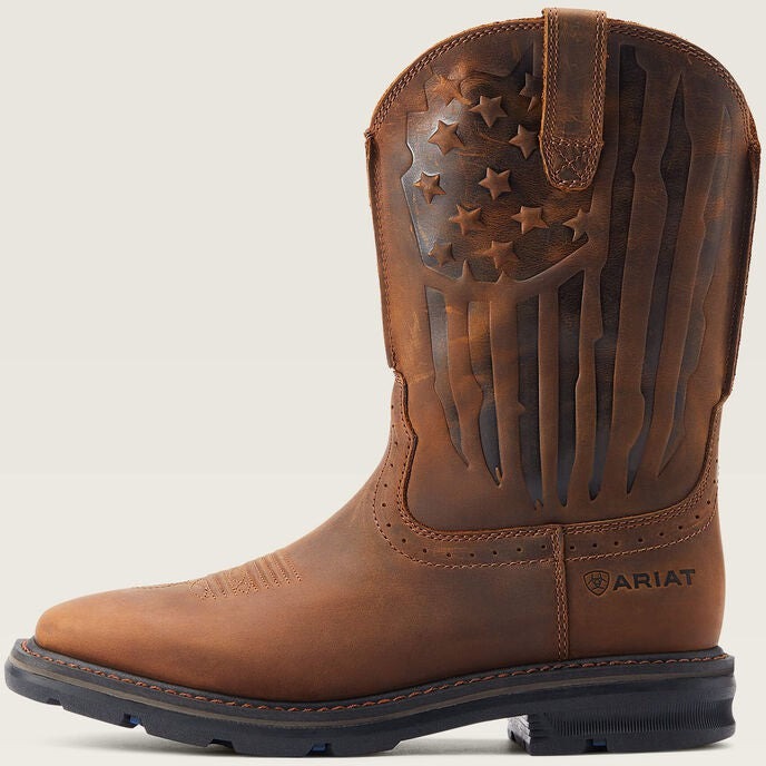 Ariat Men's Sierra Shock Shield Patriot Western Work Boot - Brown - 10044505  - Overlook Boots