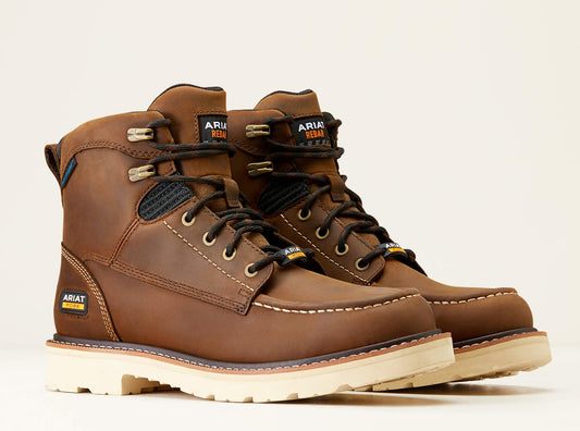 Ariat Men's Rebar Lift 6" Soft Toe Waterproof Work Boot - Brown - 10046877 7 / Medium / Brown - Overlook Boots