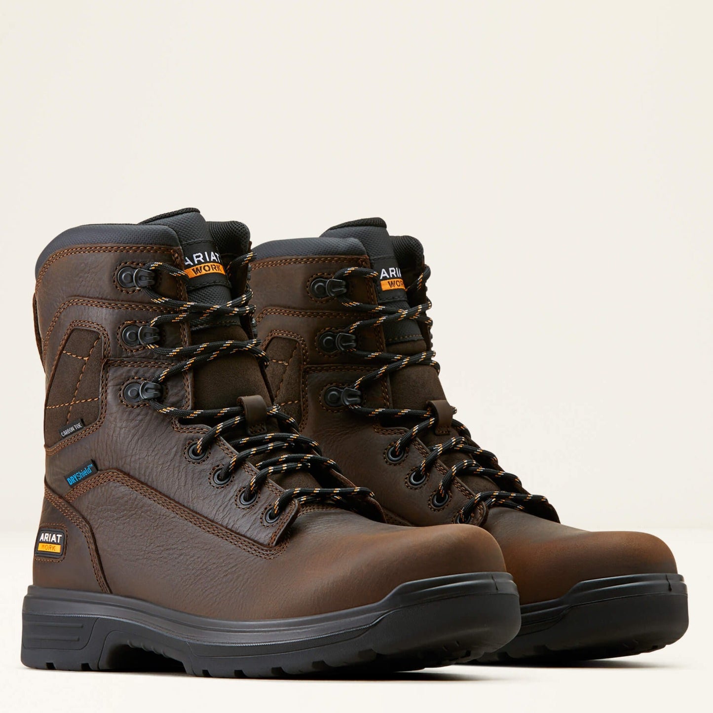 Ariat Men's Turbo 8" Carbon Toe Waterproof Work Boot - Rich Brown - 10050823 7 / Medium / Brown - Overlook Boots