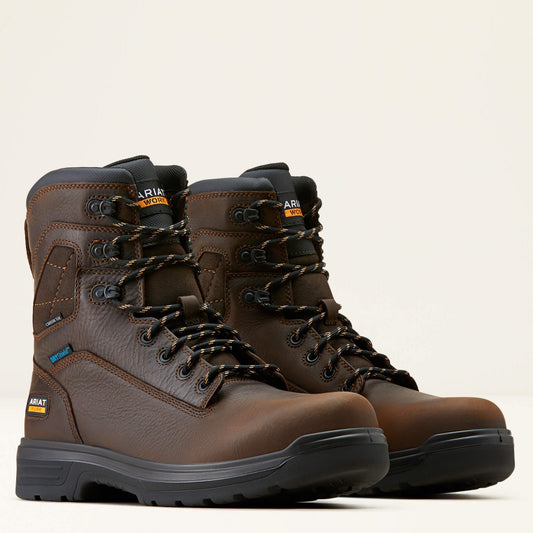 Ariat Men's Turbo 8" Carbon Toe Waterproof Work Boot - Rich Brown - 10050823 7 / Medium / Brown - Overlook Boots