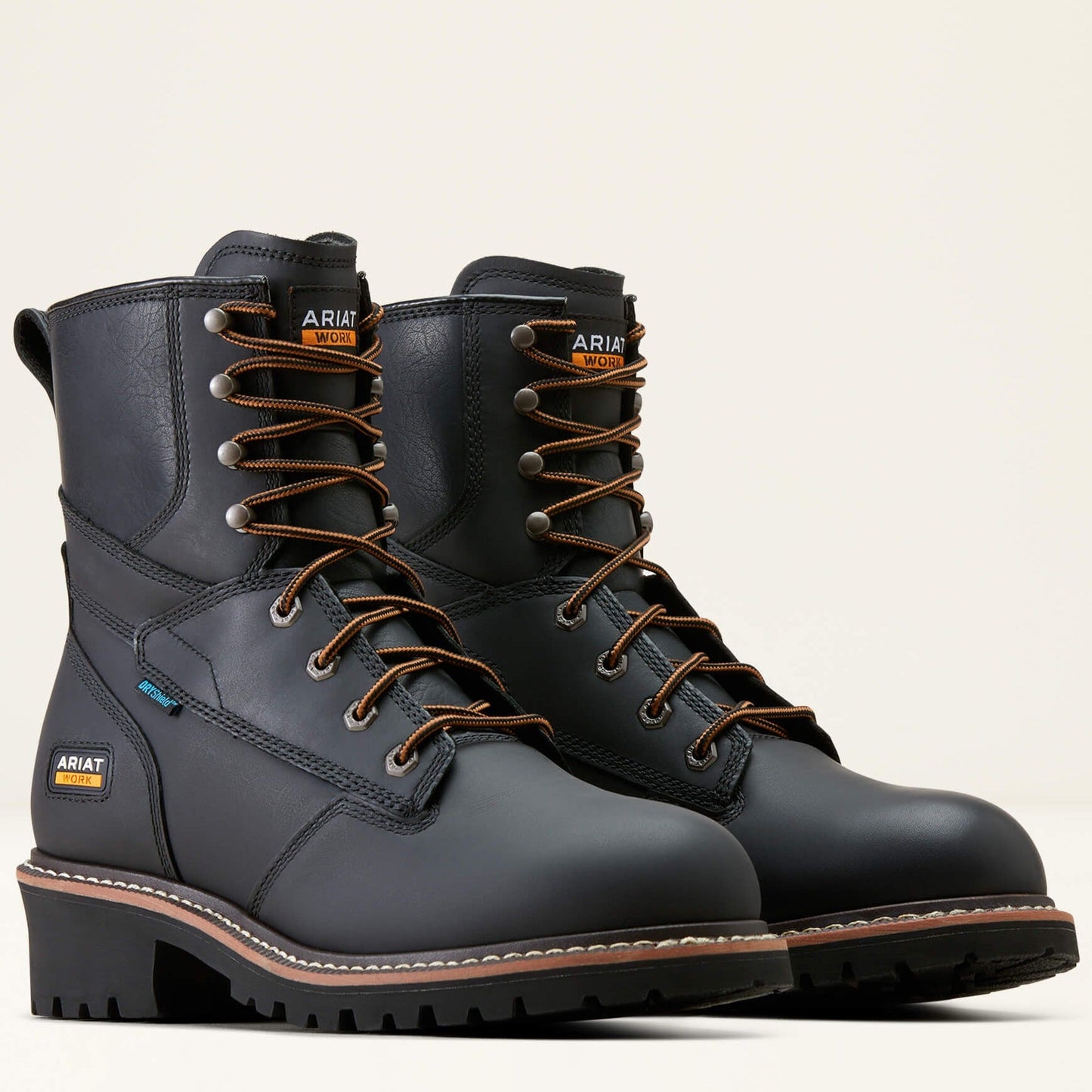 Ariat Men's Logger Shock Shield 8" Soft Toe Waterproof Work Boot- Black- 10050842 5 / Medium / Black - Overlook Boots