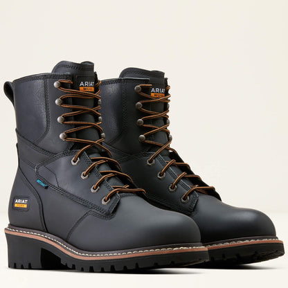 Ariat Men's Logger Shock Shield 8" Soft Toe Waterproof Work Boot- Black- 10050842 5 / Medium / Black - Overlook Boots