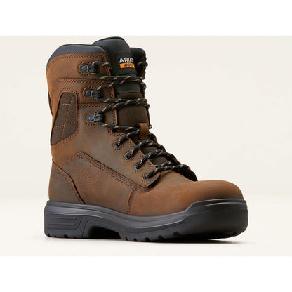Ariat Men's Turbo 8" Soft Toe Waterproof Lace-Up Work Boot - Brown - 10050843 - Overlook Boots