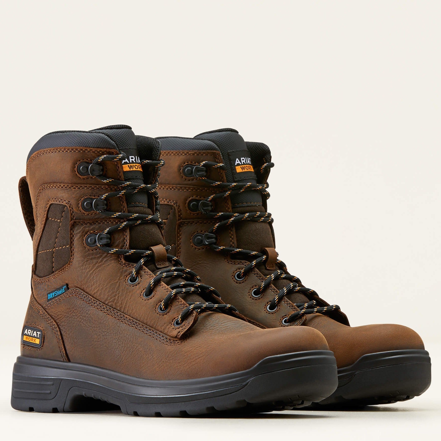 Ariat Men's Turbo 8" Soft Toe Waterproof Lace-Up Work Boot - Brown - 10050843 7 / Medium / Brown - Overlook Boots