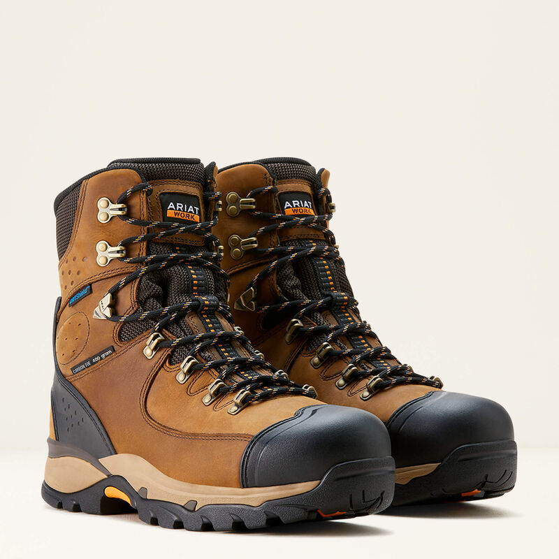 Ariat Men's Endeavor 8" Carbon Toe Waterproof Insulated Work Boot -Brown- 10053571 - Overlook Boots