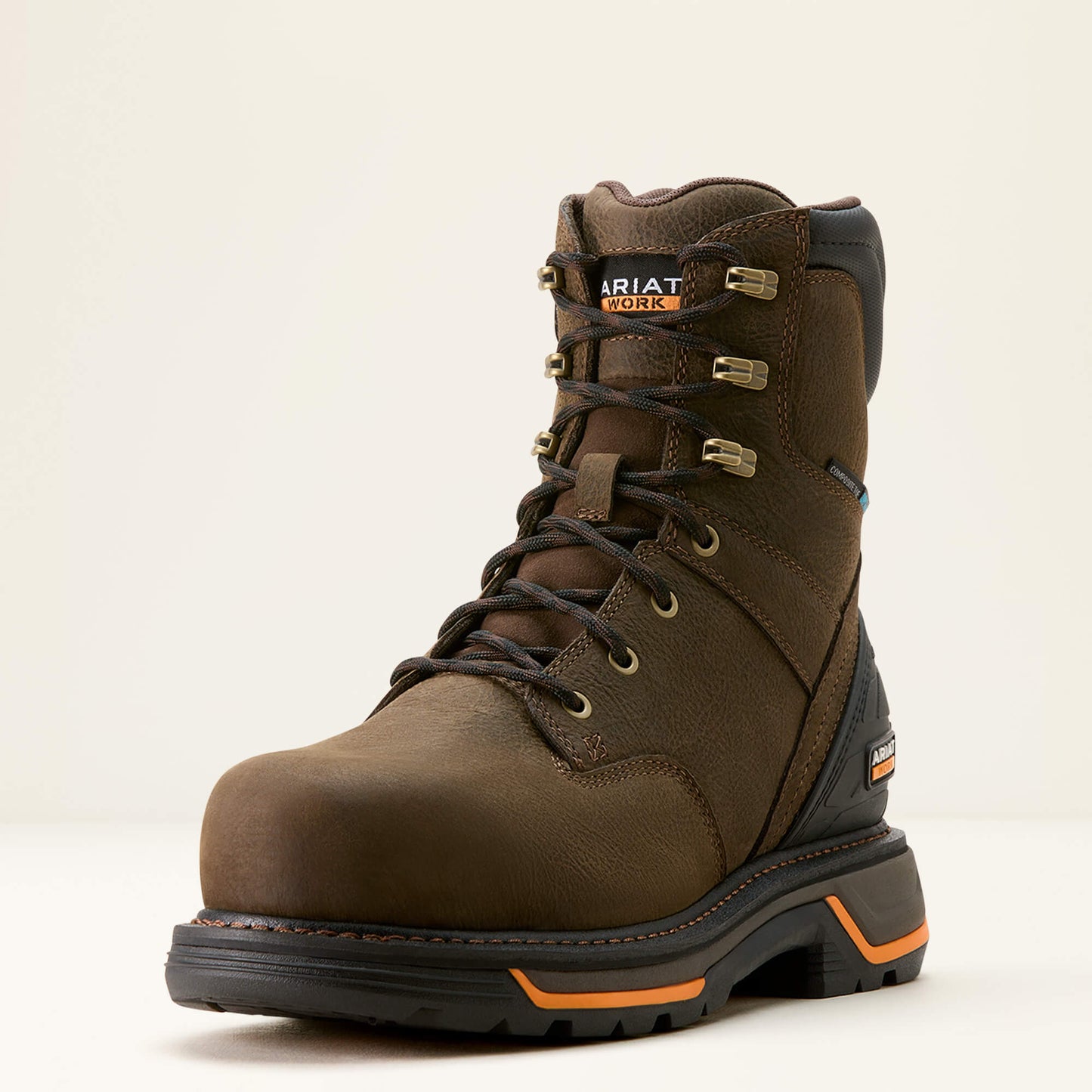 Ariat Men's Big Rig 8" Composite Toe Waterproof Work Boot -Coffee- 10053573 - Overlook Boots