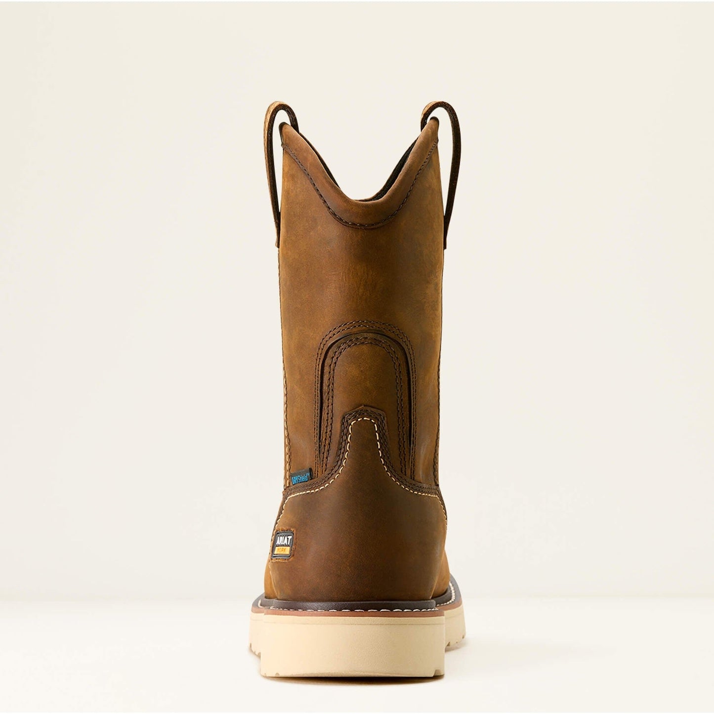 Ariat Men's Rebar 10" Soft Toe Waterproof Pull-On Wedge Work Boot- Brown- 10053612 - Overlook Boots