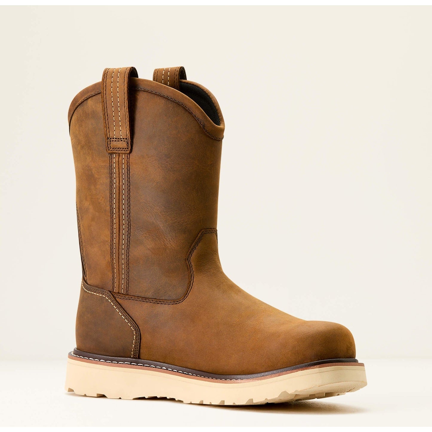 Ariat Men's Rebar 10" Soft Toe Waterproof Pull-On Wedge Work Boot- Brown- 10053612 - Overlook Boots