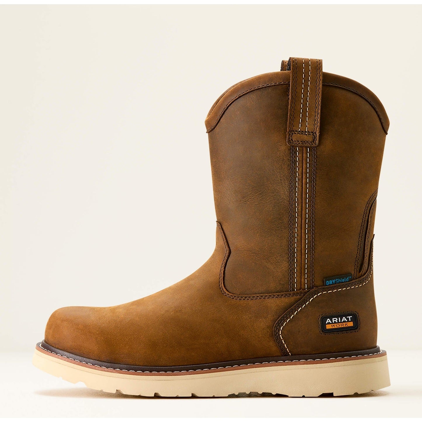 Ariat Men's Rebar 10" Soft Toe Waterproof Pull-On Wedge Work Boot- Brown- 10053612 - Overlook Boots