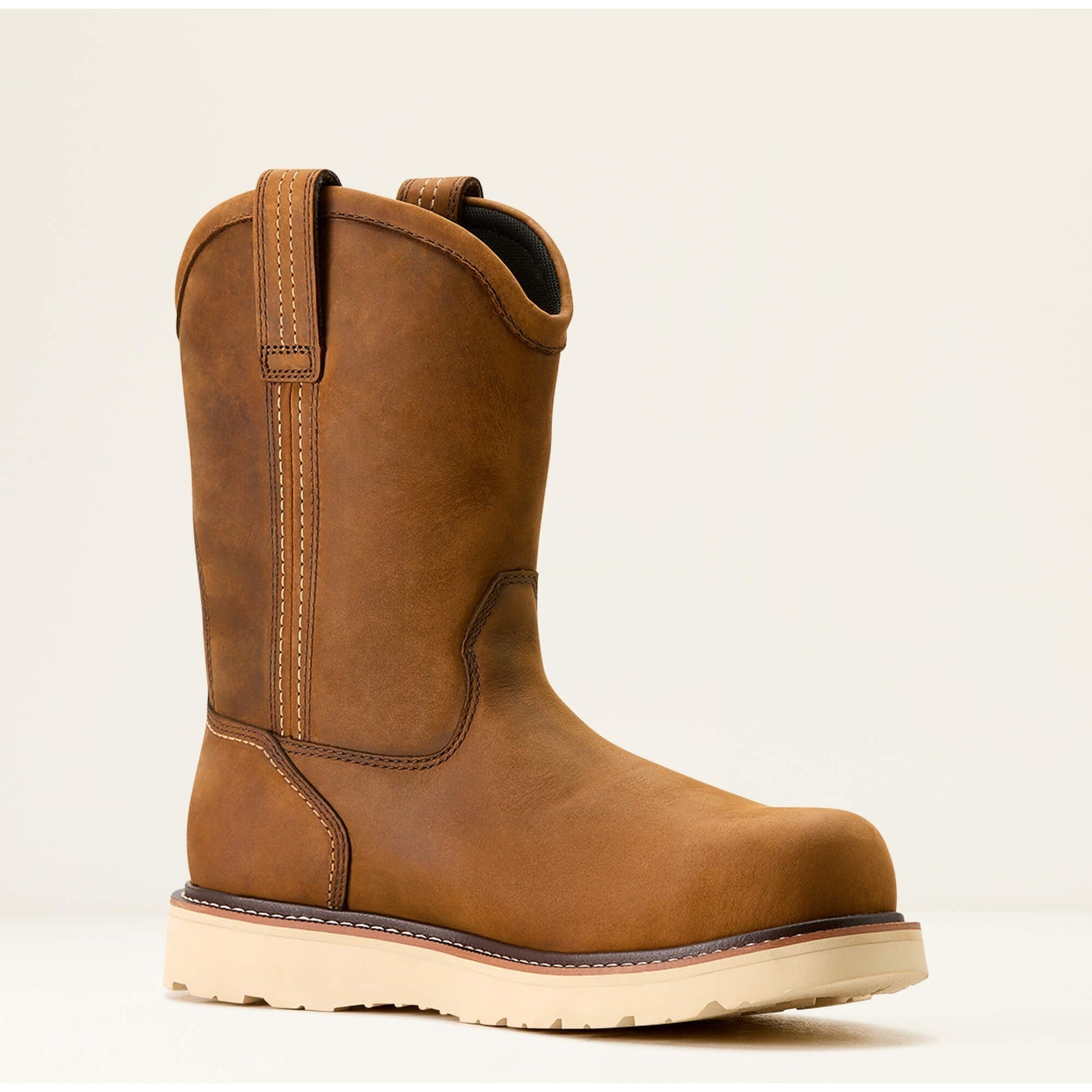 Ariat Men's Rebar 10" Composite Toe Waterproof Pull-On Wedge Work Boot- Brown- 10053613 - Overlook Boots