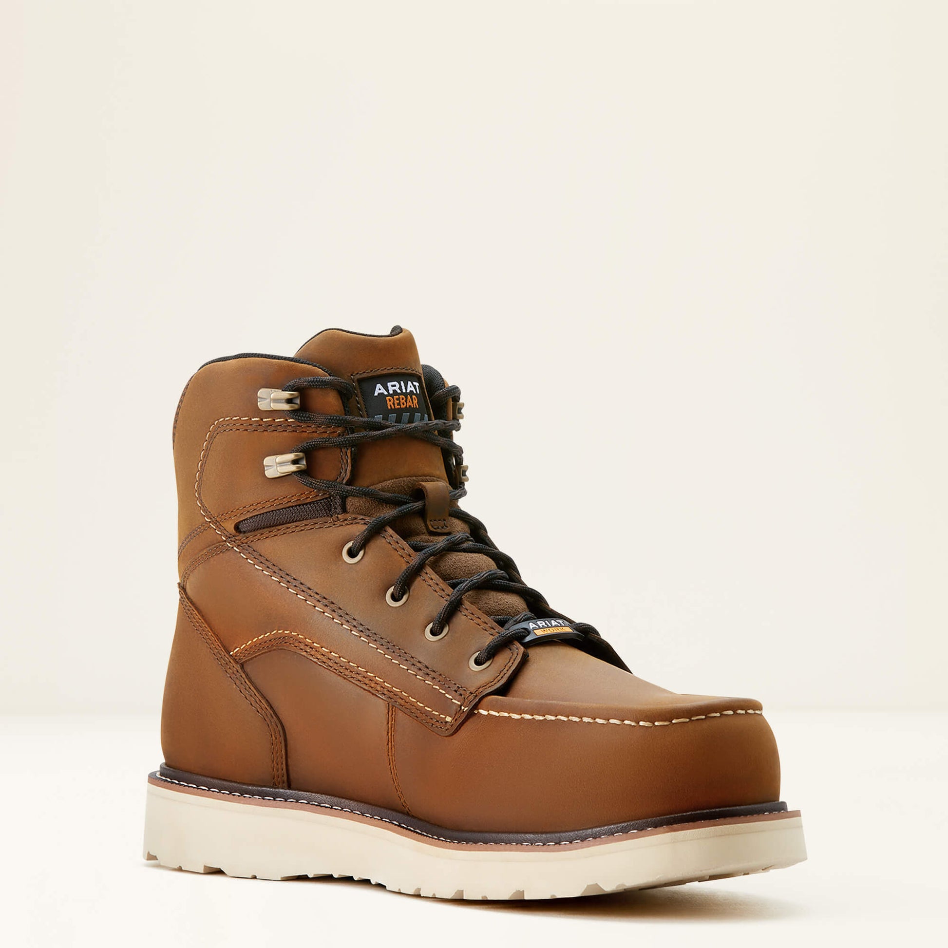 Ariat Men's Rebar 6" Composite Toe Waterproof Wedge Work Boot - Brown - 10053615 6 / Medium / Brown - Overlook Boots